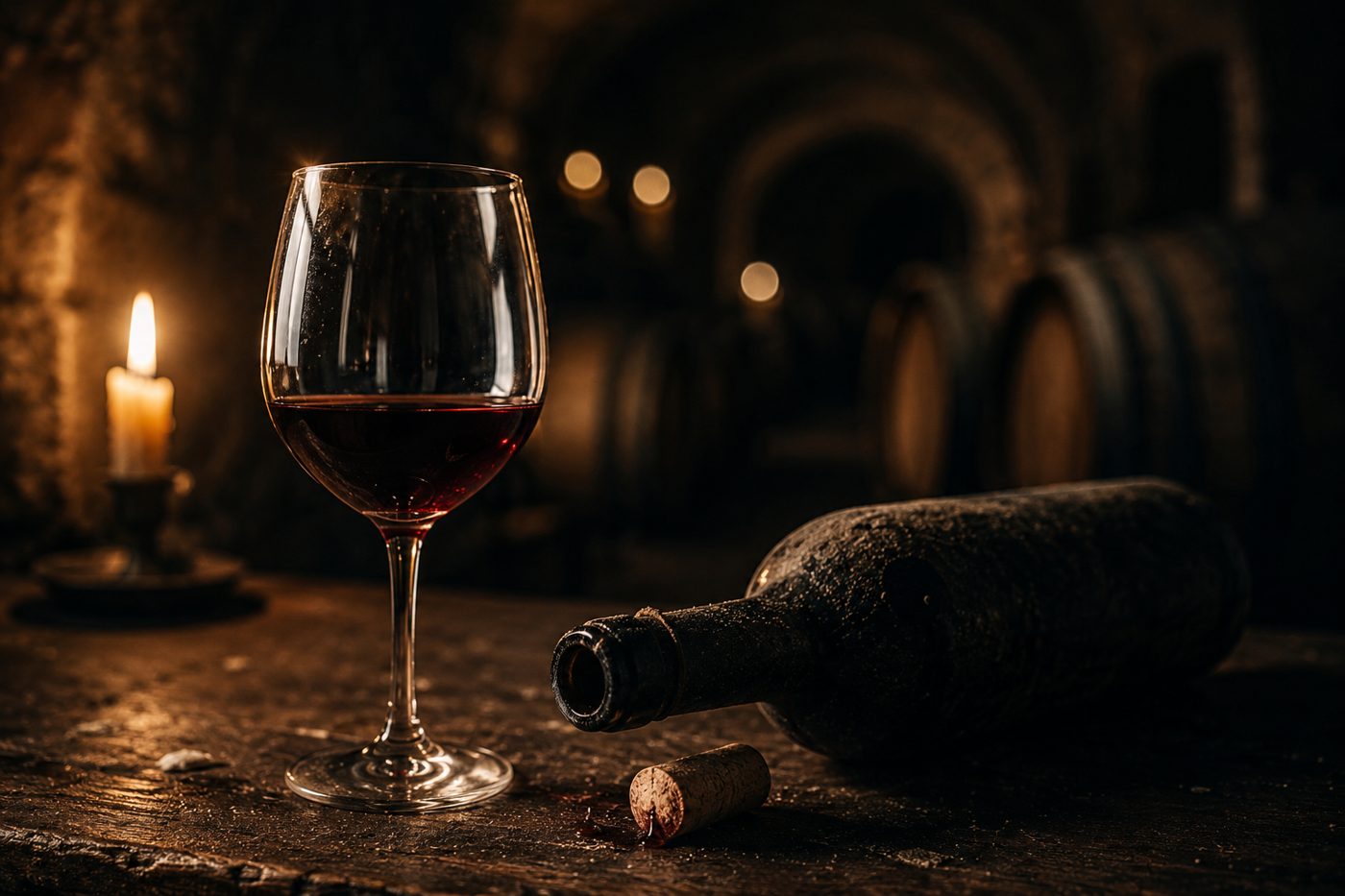 Verre de vin rouge dans une lumière chaude